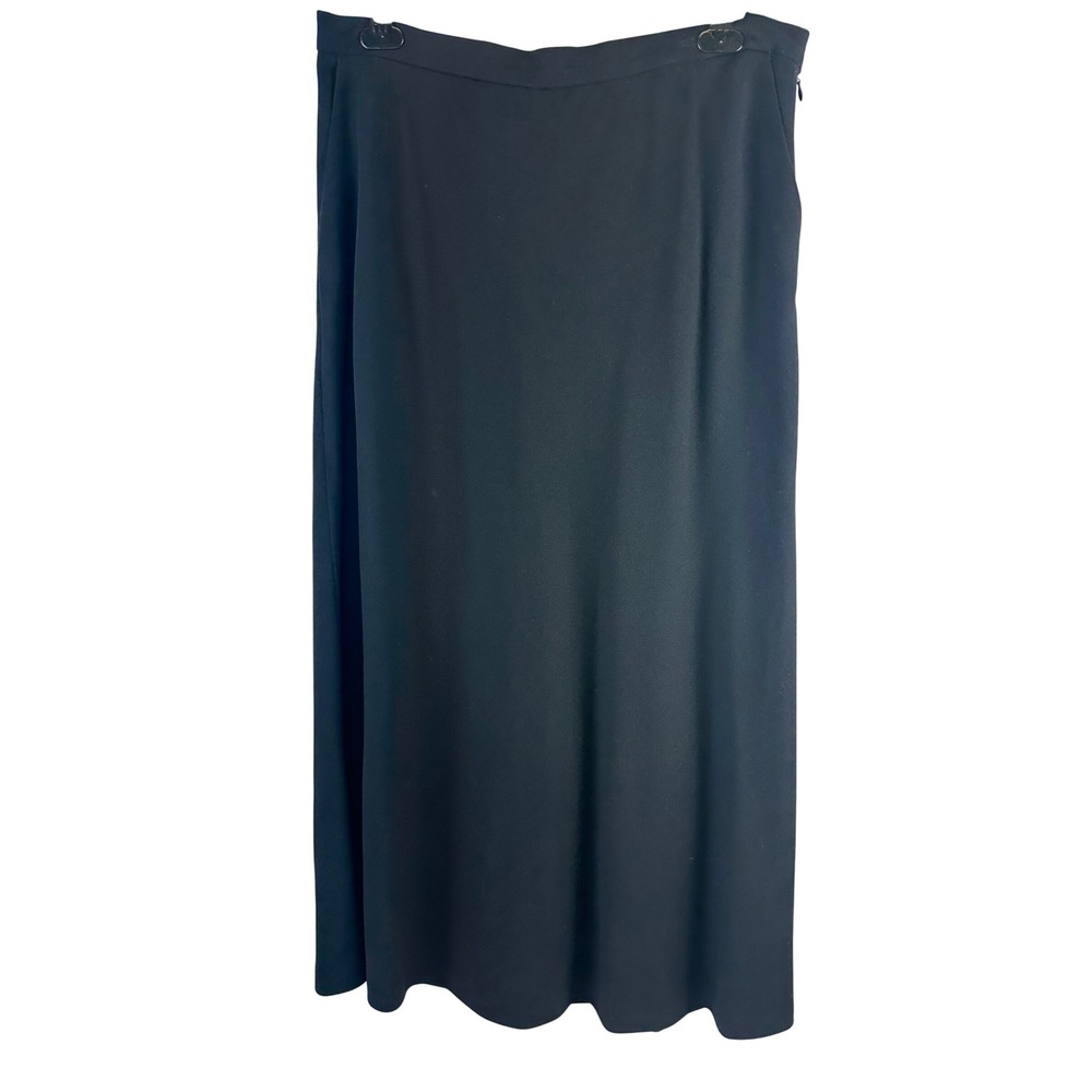 Lauren Ralph Lauren Black Worsted Wool Maxi Skirt Lined Pockets Classic Women 14
